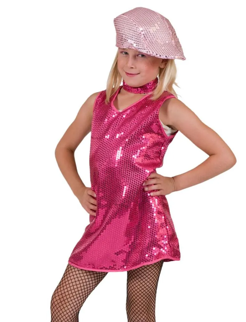 Roze Discojurkje met Pailletten - Maat 116