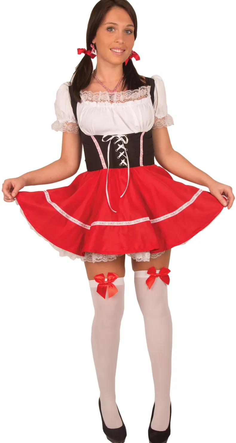 Dirndl Rode Rok en Zwarte Bustier - Maat 36