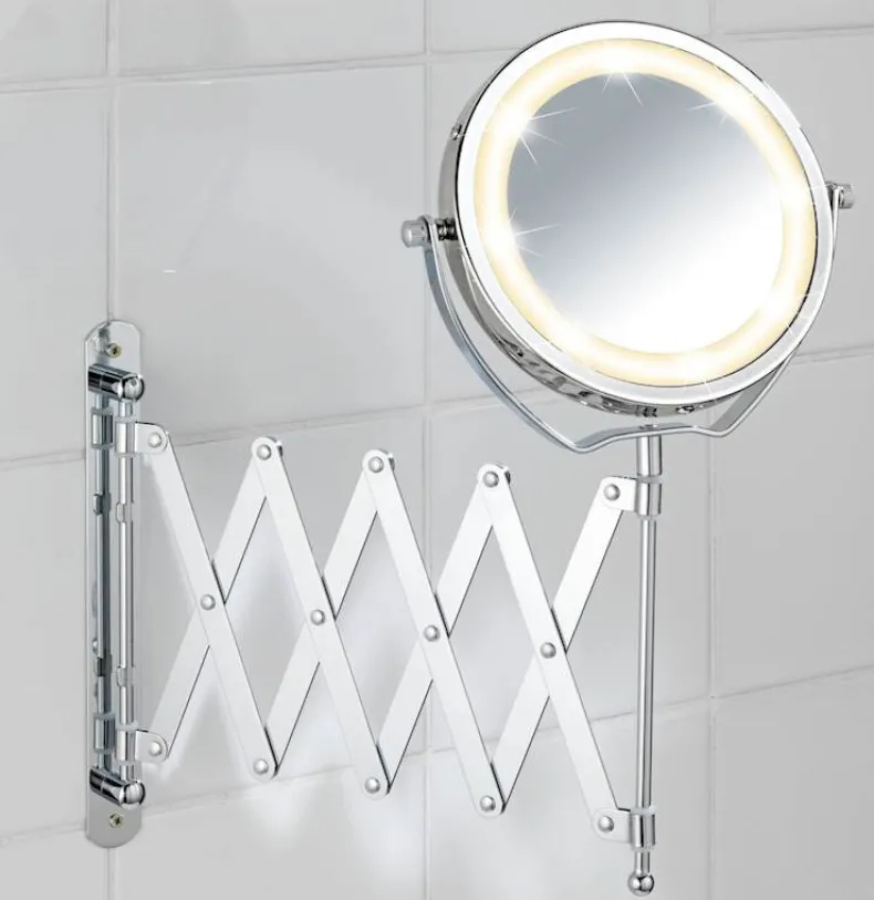 Telescopische wandspiegel met LED-verlichting