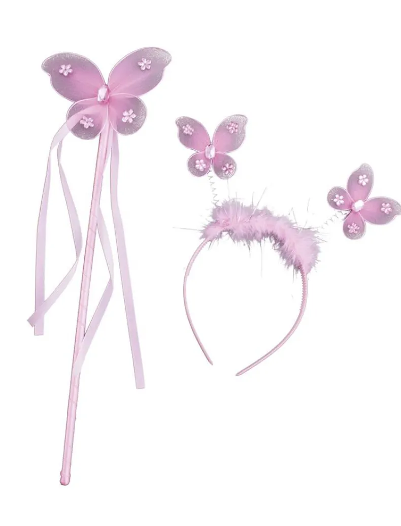 Vlinderset diadeem + stokje - 4 verschillende kleuren