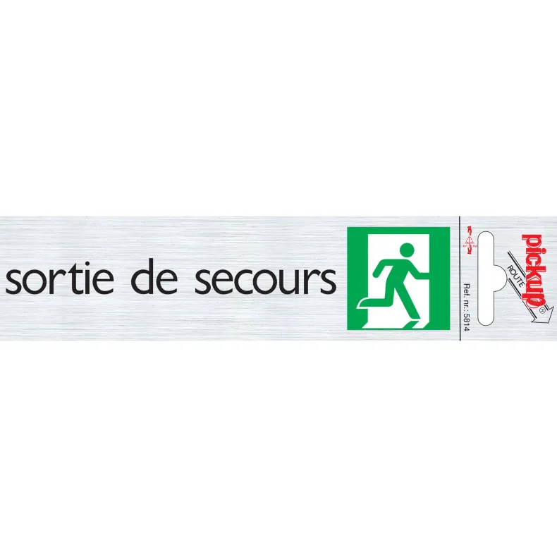 Pictogram sortie secours aluminium 16,5 x 4,4 cm