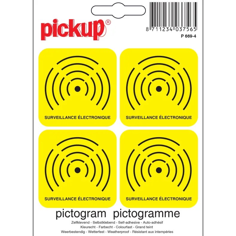 Pictogram surveillance électronique 4 stuks 10 x 10 cm
