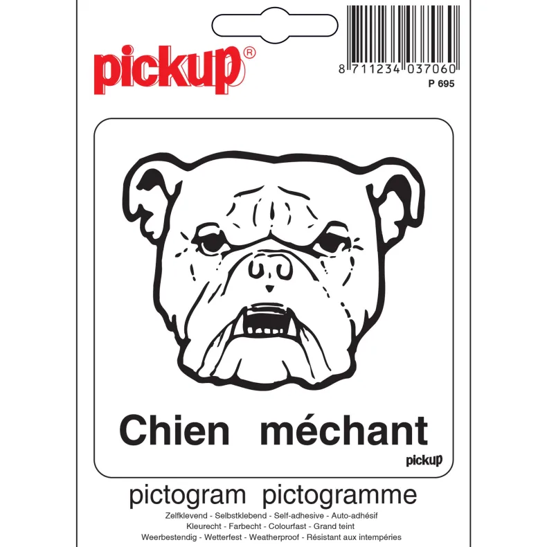 Pictogram chien méchant 10 x 10 cm