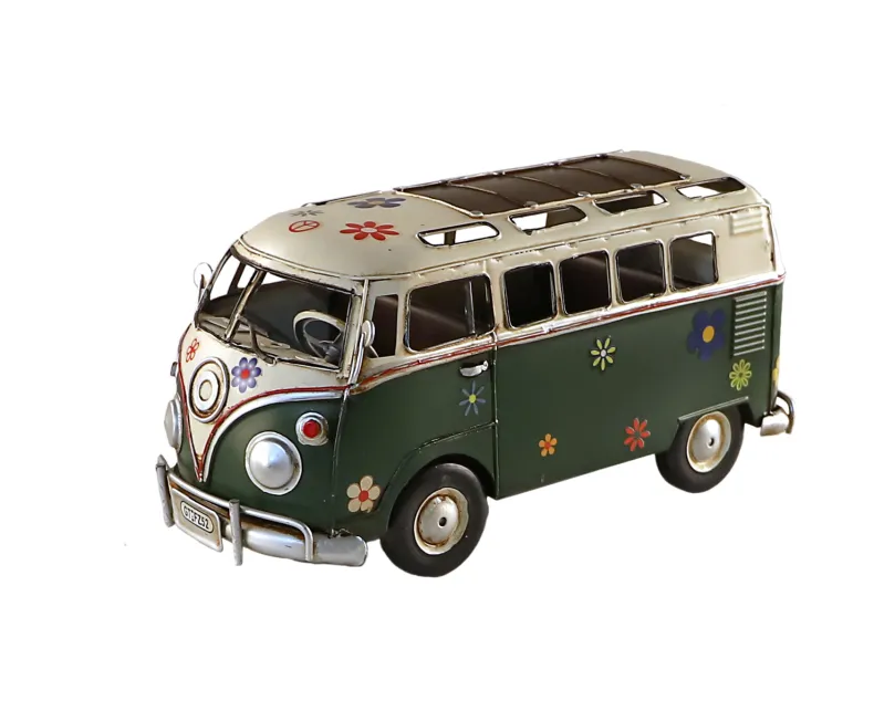 Bus Metaal met Bloemetjes Decoratief