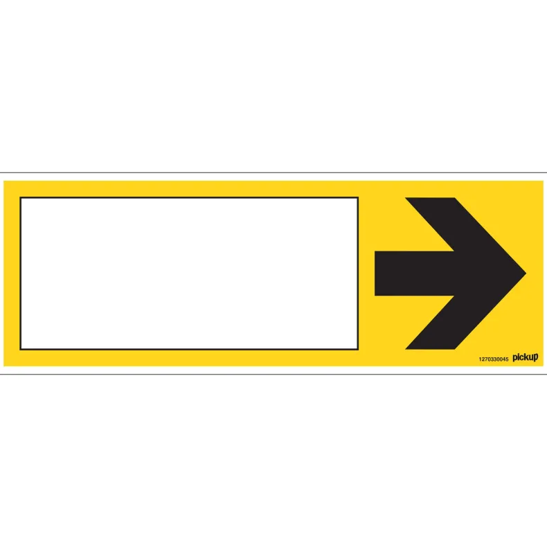 Pictogram geel met pijl 33 x 12 cm