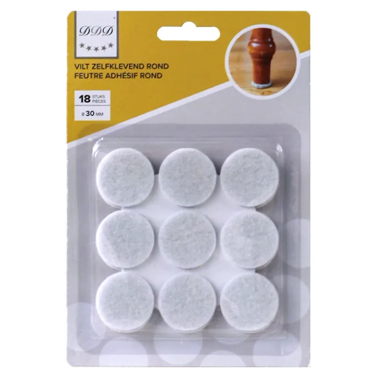 zelfklevend vilt wit 30 mm rond 18 stuks