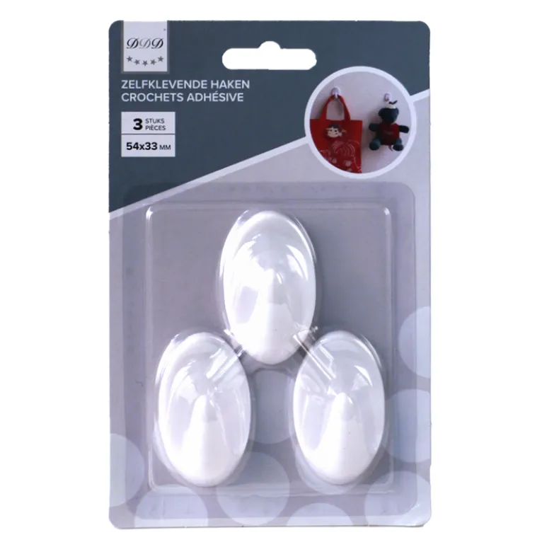 permanente plakhaak 3 stuks ovaal wit