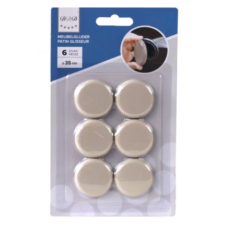6 stuks meubelglijder 35 mm beige