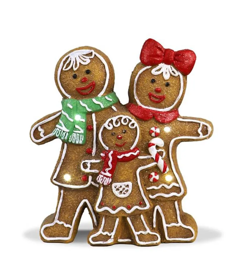 Peperkoeken gezin met LED licht 34cm