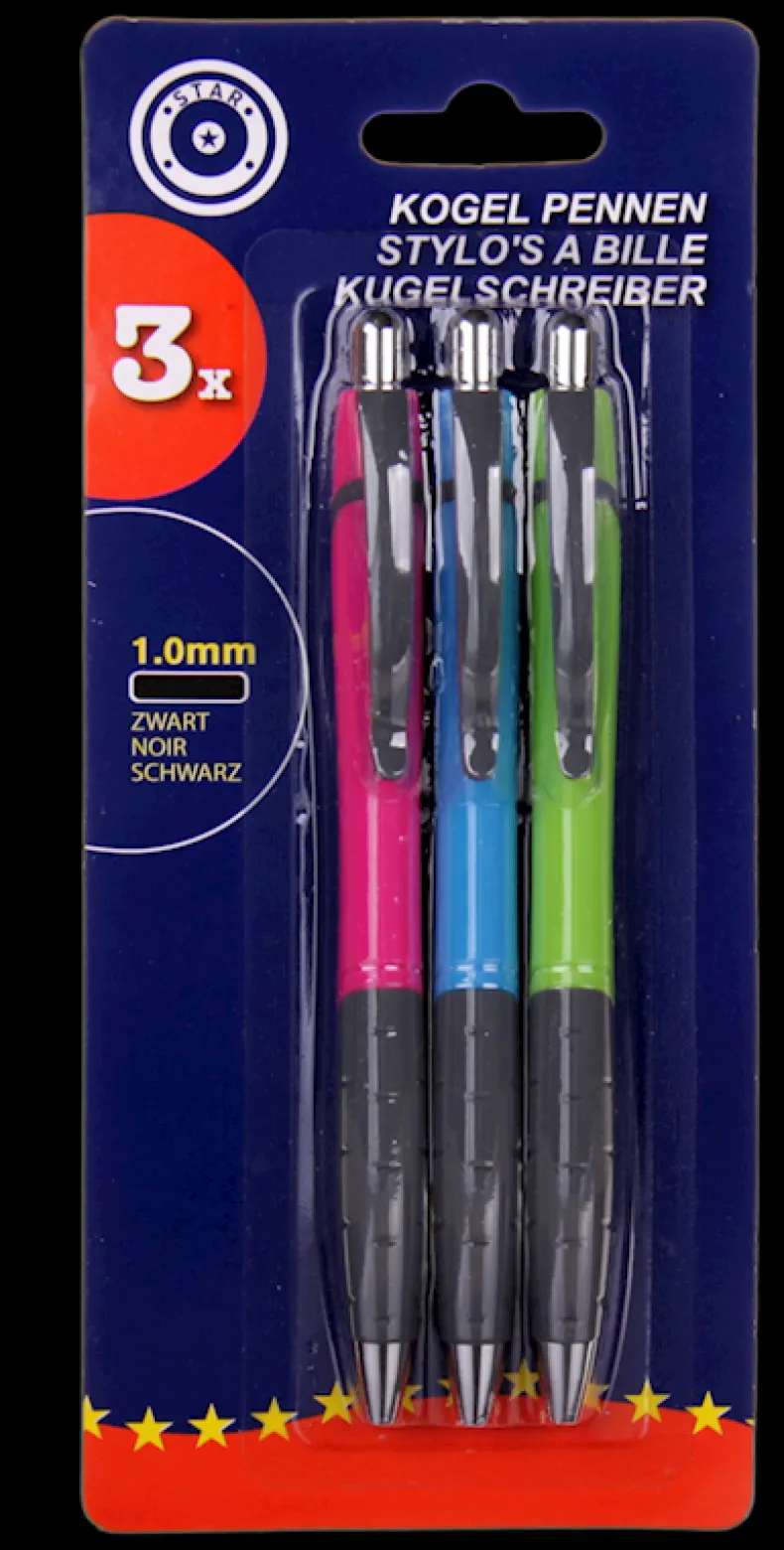 Balpen blauw 3 stuks