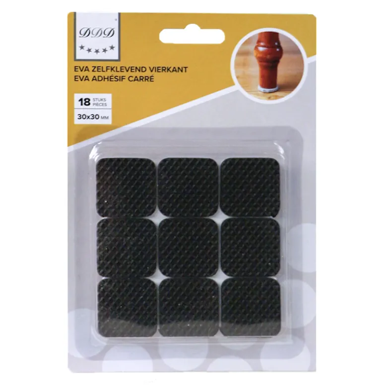 18 stuks zelfklevend eva vierkant zwart 30x30 mm
