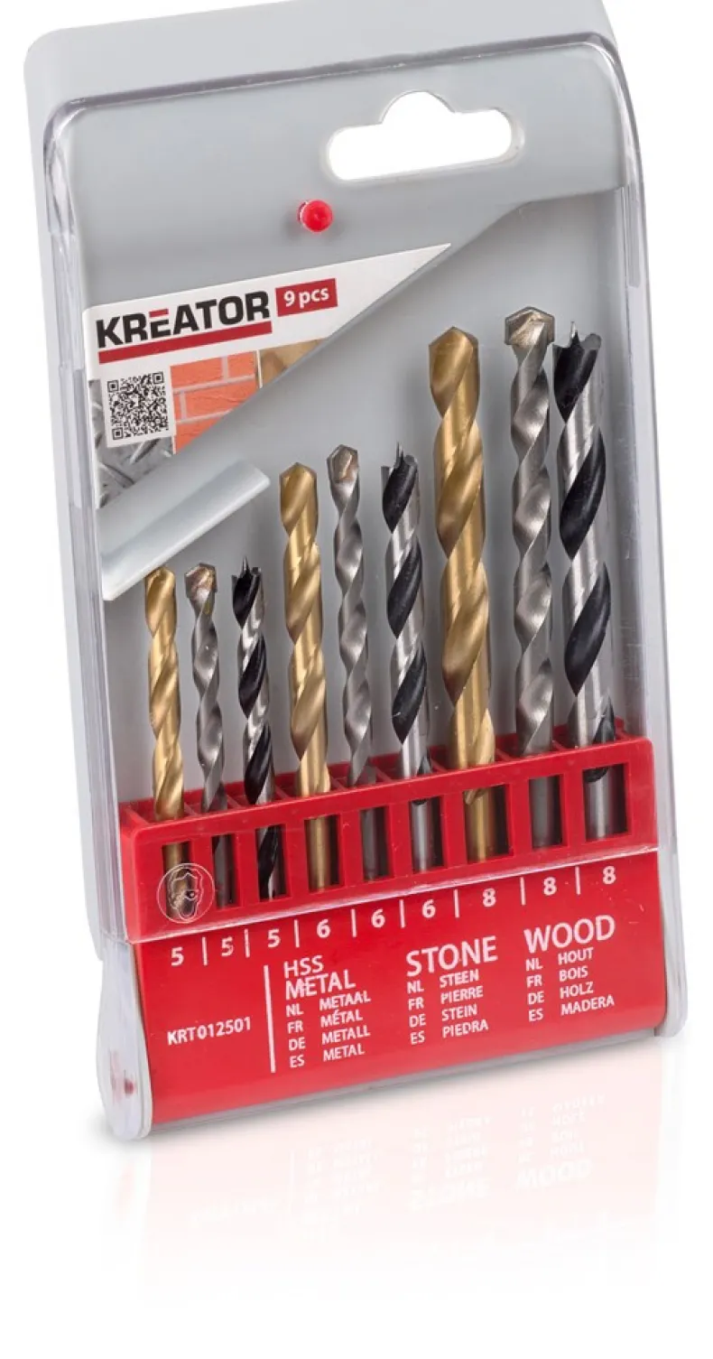 Borenset steen / hout 9-delig