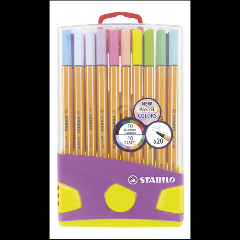 Box met 20 fineliners pastelkleuren