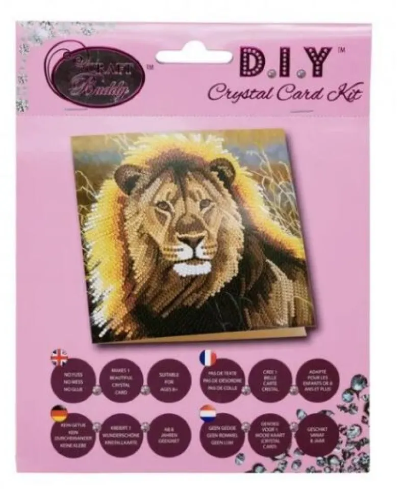 Crystal card kit leeuw 18x18cm