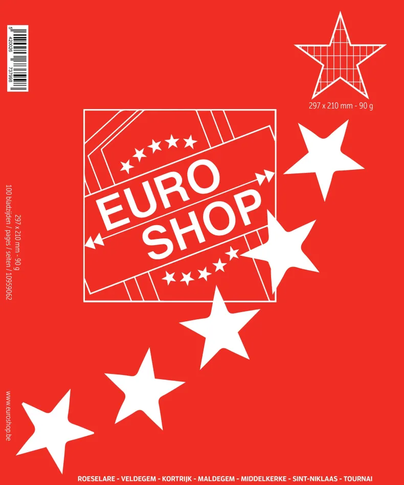 Cursusblok A4 commercieel geruit 90g - 5 stuks