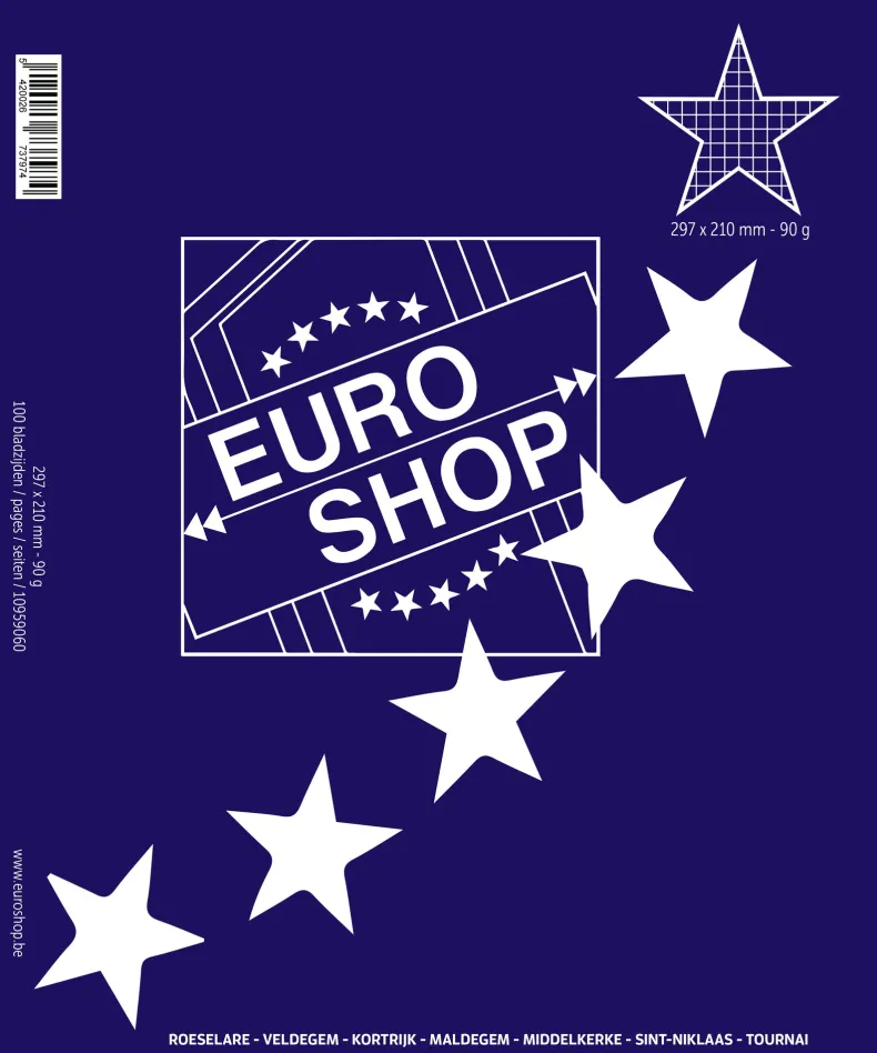 Cursusblok A4 vierkant geruit 90g