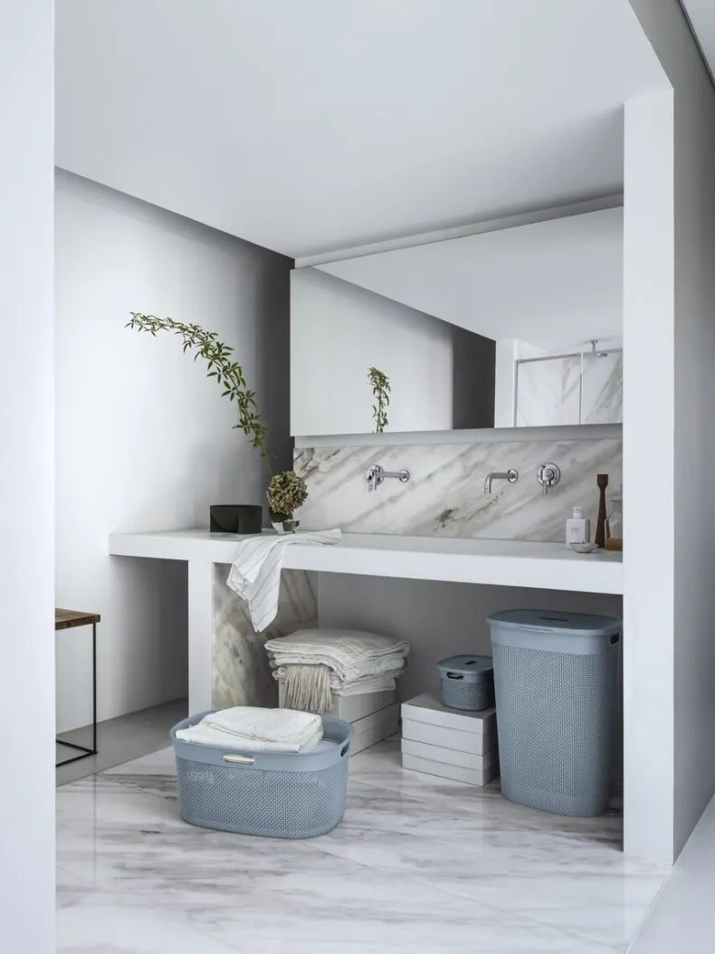 Curver Filo Wasmand met deksel - Blauw/grijs - 55L