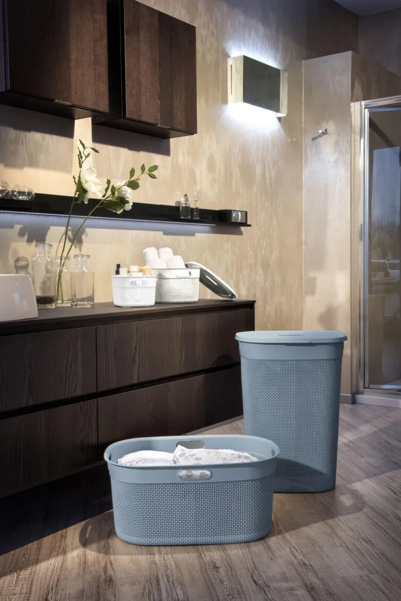 Curver Filo Wasmand met deksel - Blauw/grijs - 55L