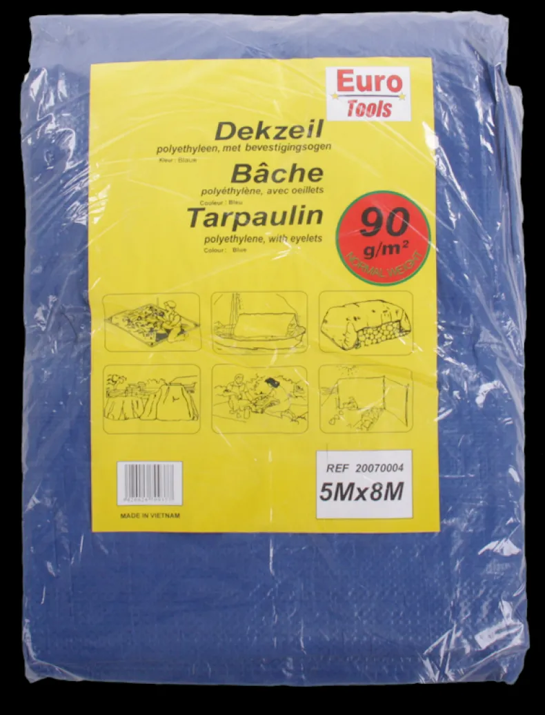 Dekzeil 5x8 m 90g blauw
