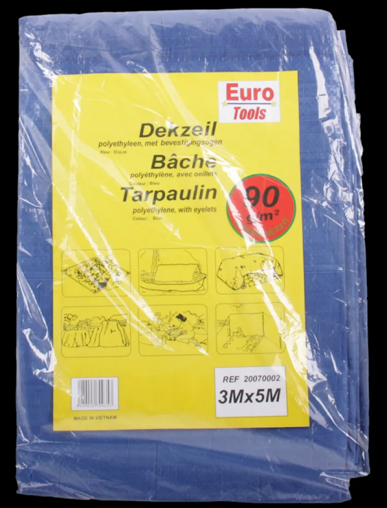 Dekzeil 3x5 m 90g blauw