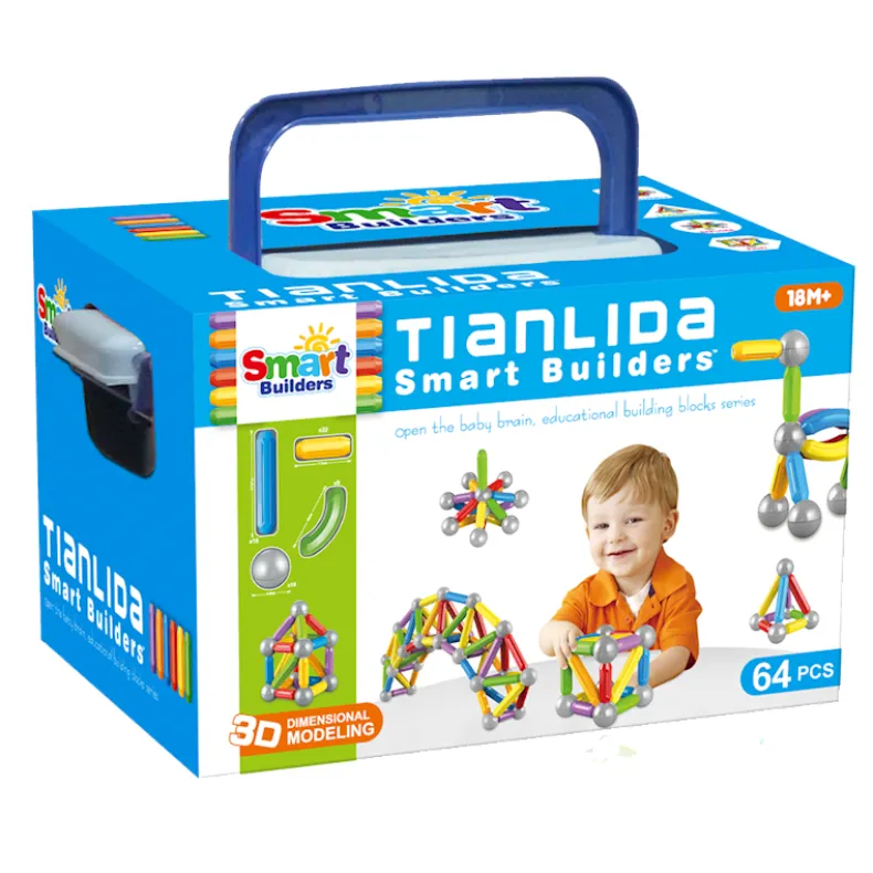 Doos met dimensionele bouwstaafjes 64 stuks