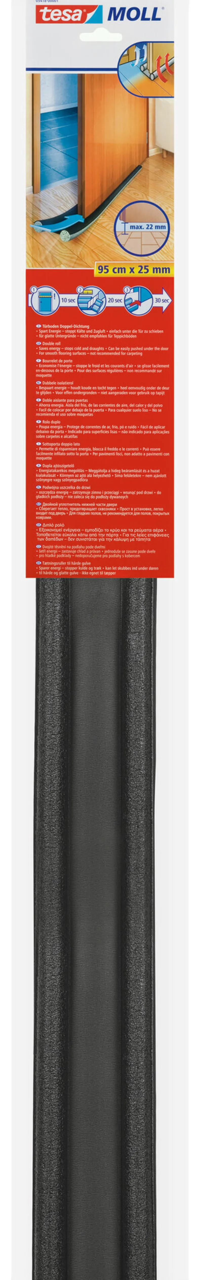 Dubbele isolatierol.  Niet-klevende tochtstrip - voor openingen tot 22 mm