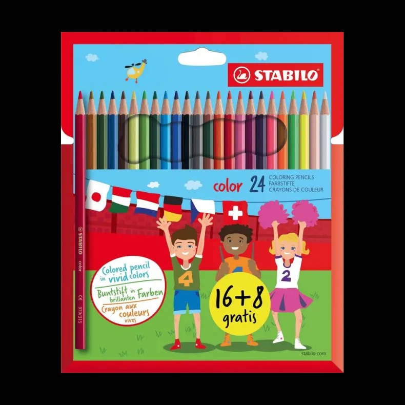 Etui met 16 kleurpotloden + 8 gratis