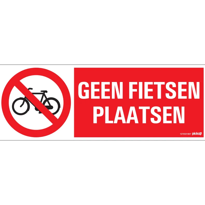 Pictogram geen fietsen 33 x 12 cm