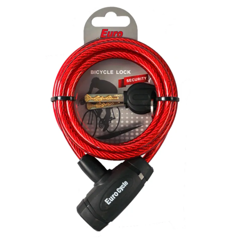 Fietsslot met sleutel rood 8 x 1800