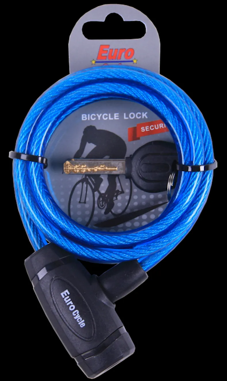 Fietsslot met sleutel blauw 8 x 1800