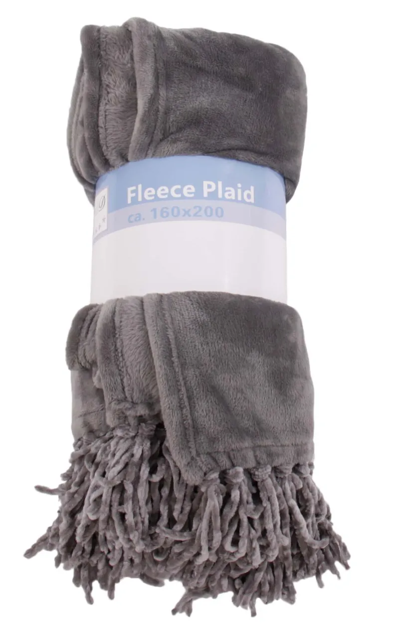 Fleece plaid grijs 160x200 cm