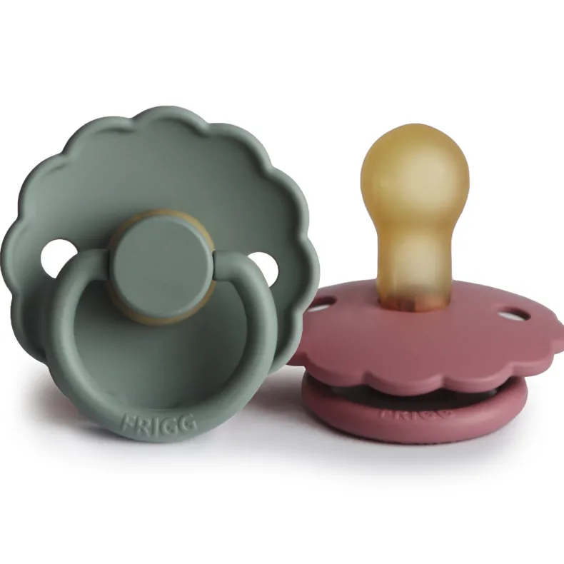 Fopspeen Daisy Latex Dusty Rose/Lily Pad T1 (2 stuks)