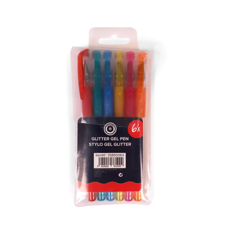 Glitter gel pennen 6 stuks