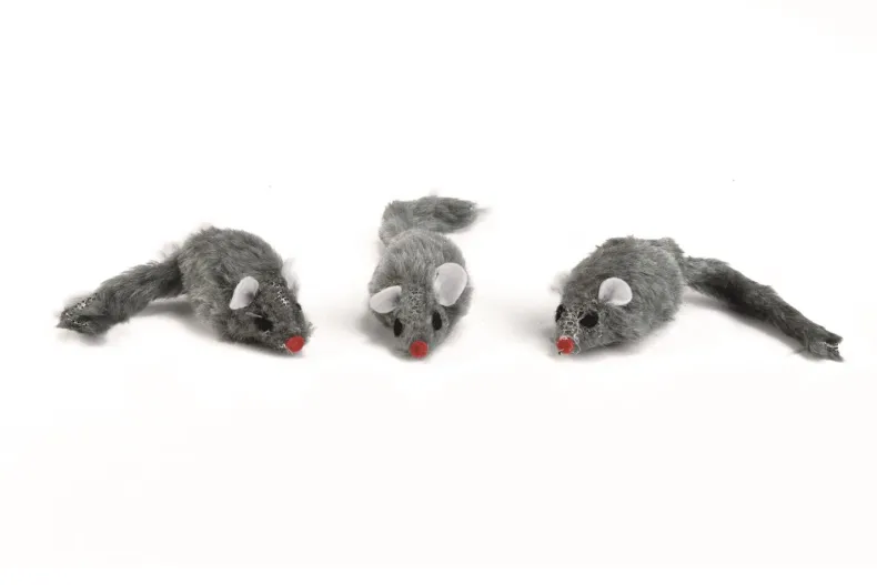 Grijze bonten muis 5 cm zakje van 3 stuks