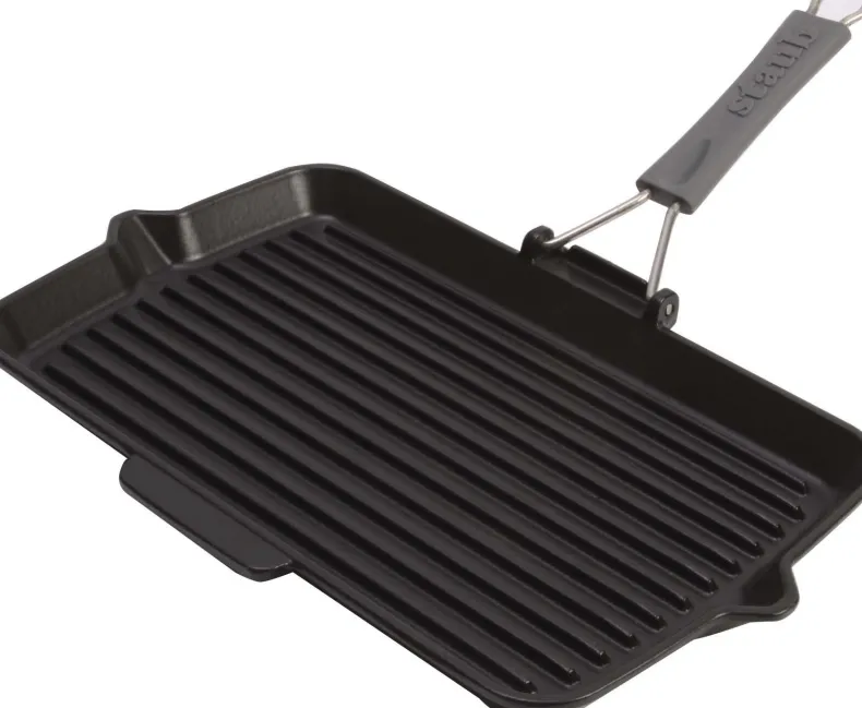Grillpan rechthoekig zwart 34 x 21 cm