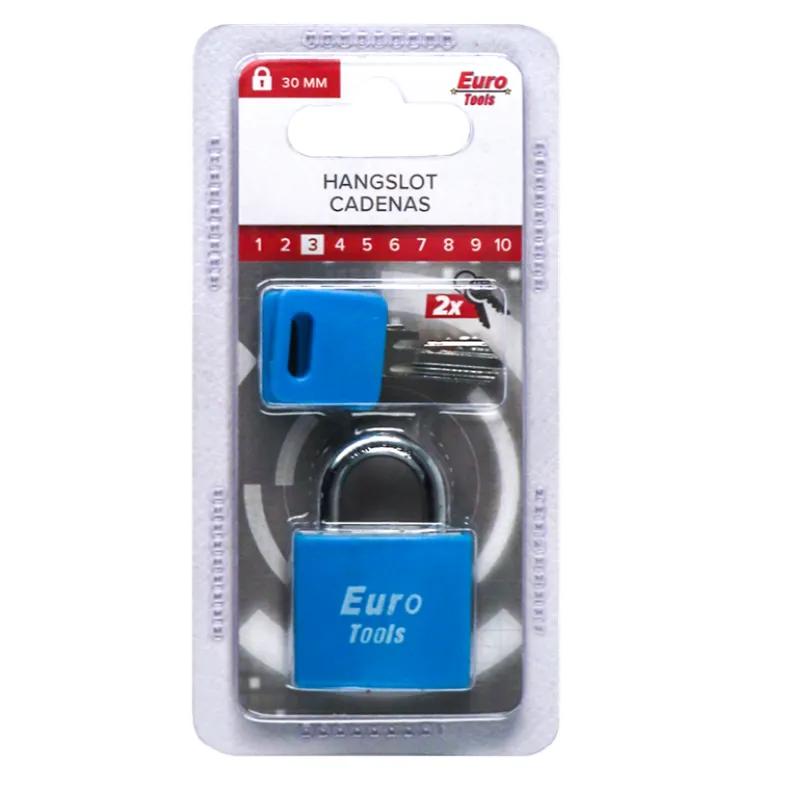 hangslot 30 mm blauw + 2 sleutels