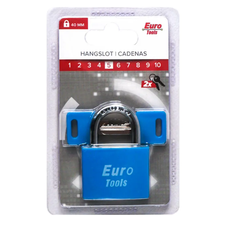 Hangslot 40 mm blauw + 2 sleutels