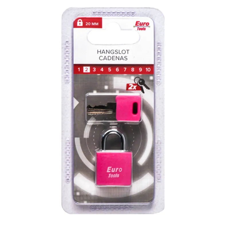 hangslot 20 mm roze + 2 sleutels