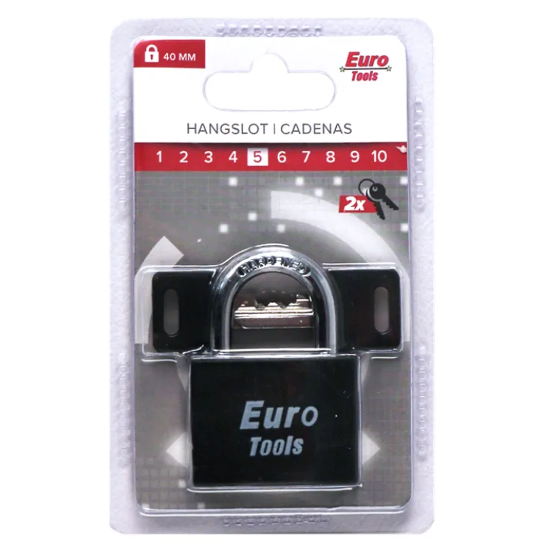 Hangslot 40 mm zwart + 2 sleutels