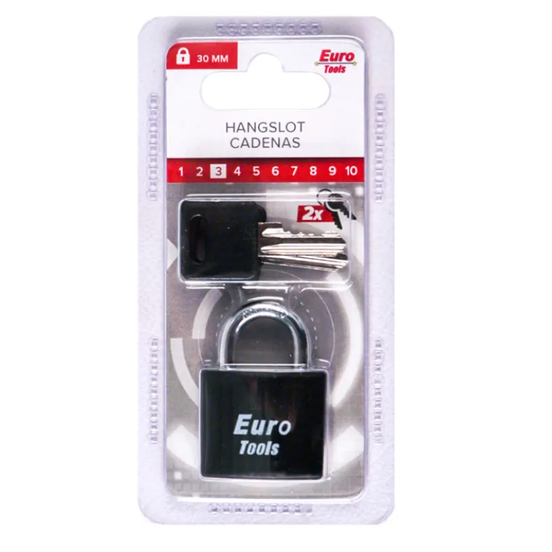 hangslot 30 mm zwart + 2 sleutels