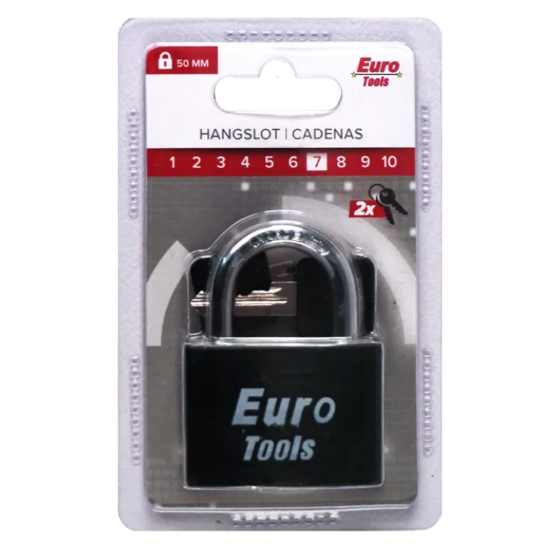 Hangslot 50 mm zwart + 2 sleutels