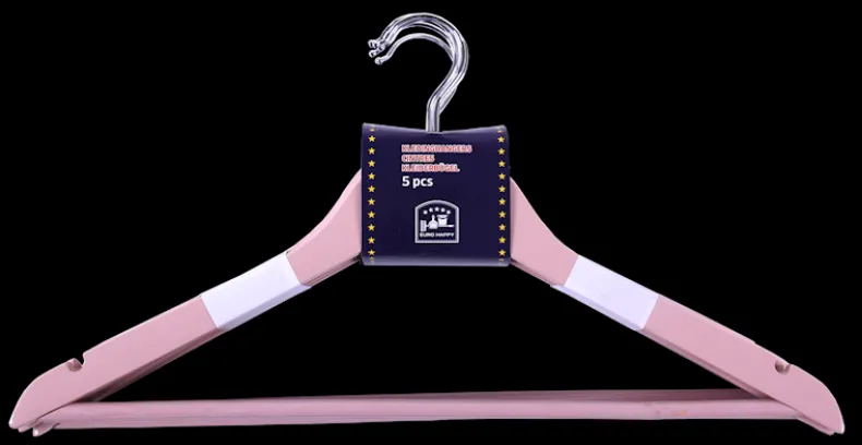 Houten kleerhanger roze 5 stuks