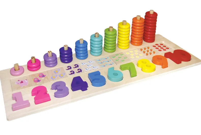 Houten stapel- en telset