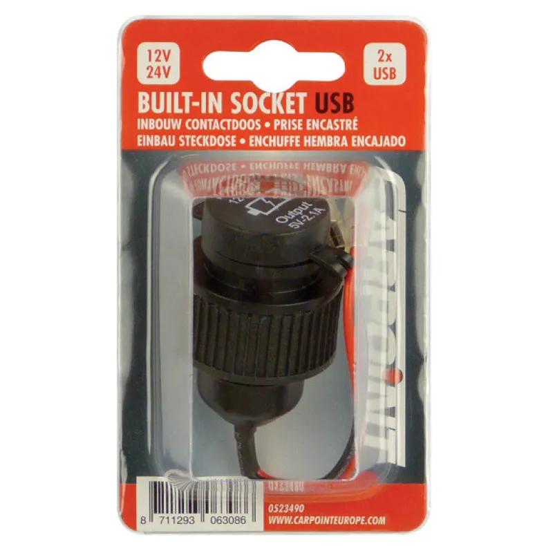 Inbouw contactdoos 2,1A 12/24 V