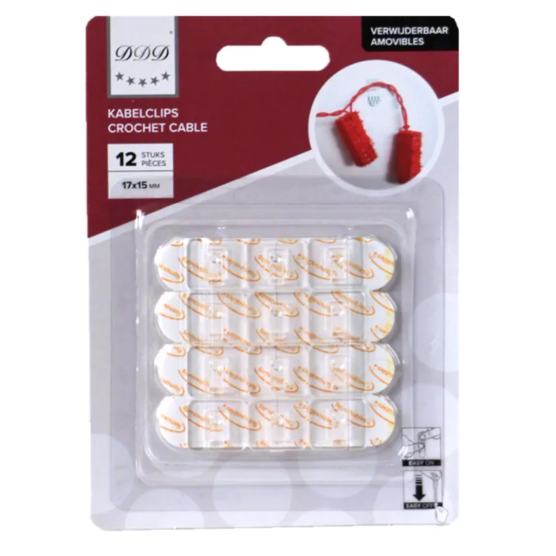 kabelclips verwijderbaar 12 sruks transparant