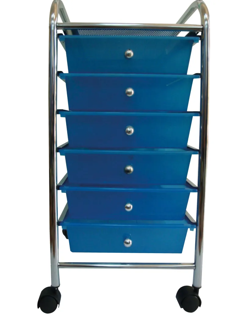 Kar met 6 laden blauw 33 x 39 x65 cm