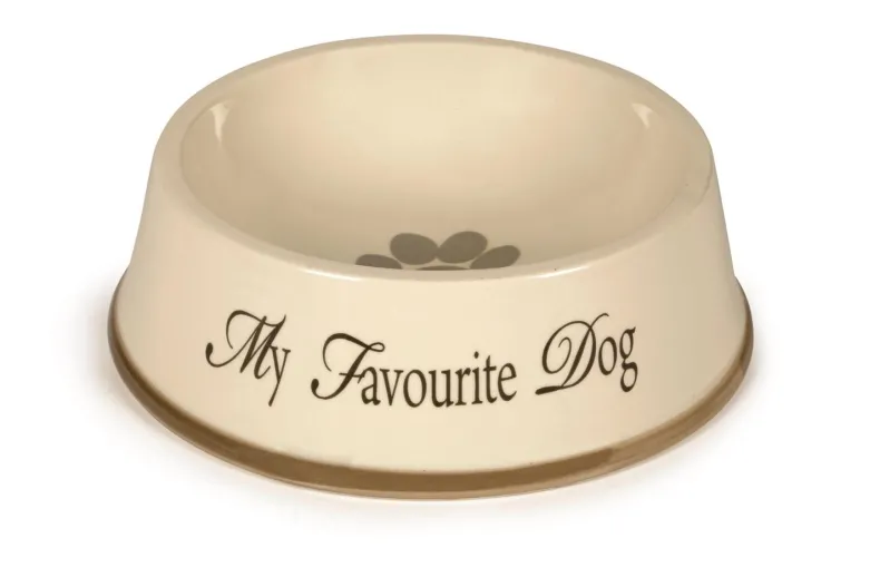 Keramische eetbak 'My favourite dog' grijs 22 x 8,5 cm