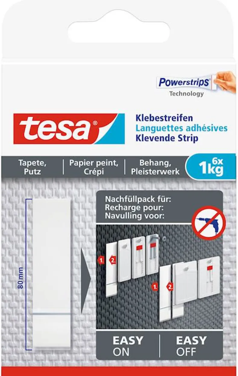 Klevende strips behang en pleisterwerk (6 stuks) 1 kg