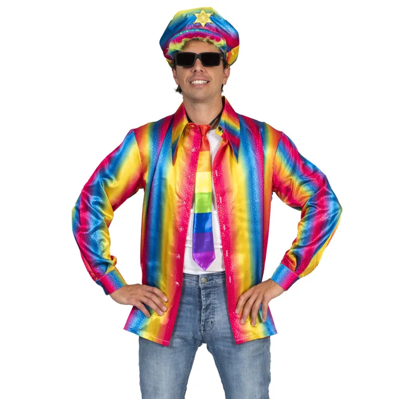 Pride Regenboog Disco hemd Heren - Maat 48/50