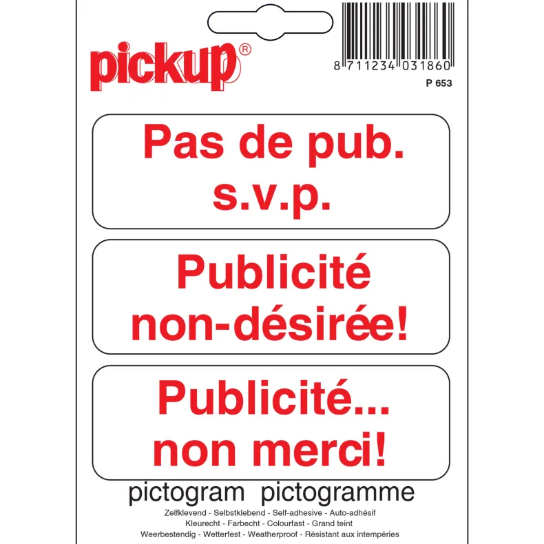Pictogram pas de publicité s.v.p. 10 x 10 cm
